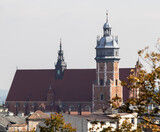 Fototapeta Desenie - Bazylika Bożego Ciała w Krakowie widziana z zamku na Wawelu w Krakowie