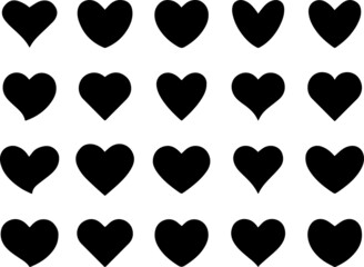 heart icons set vector. set of love symbols isolated. heart black love logo variations. various simp