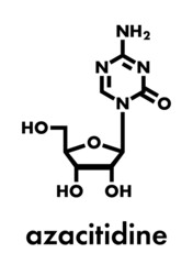 Poster - Azacitidine (5-azacytidine) myelodysplastic syndrome drug molecule. Skeletal formula.