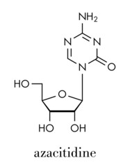 Poster - Azacitidine (5-azacytidine) myelodysplastic syndrome drug molecule. Skeletal formula.