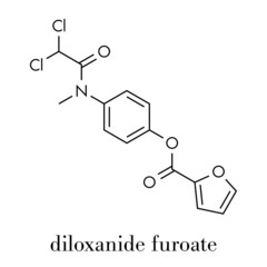 Canvas Print - Diloxanide furoate amoebiasis drug molecule. Used in treatment of Entamoeba histolytica infections. Skeletal formula.