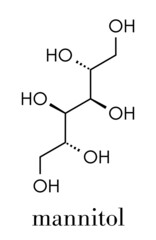 Poster - Mannitol (mannite, manna sugar) molecule. Used as sweetener, drug, etc. Skeletal formula.