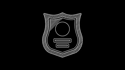 Wall Mural - White line Police badge icon isolated on black background. Sheriff badge sign. 4K Video motion graphic animation