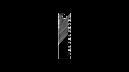 Sticker - White line Ruler icon isolated on black background. Straightedge symbol. 4K Video motion graphic animation