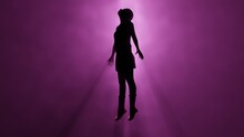 Woman , Girl Floating In Fog , Mist. Astral Plane. Clothed Female Floats In Ethereal Realm. Human Silhouette In Volumetric Light Rays. 3d Render Illustration