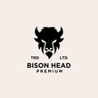 Premium black bison head vector logo icon design isolated white background