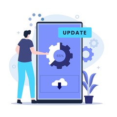 Wall Mural - system update improvement illustration design concept. illustration for websites, landing pages, mob