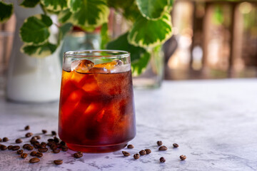 Wall Mural - a glass of cold brew coffee with ice