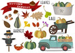 Autumn harvest  material  sticker set ,秋の収穫素材ステッカーセット,SVG