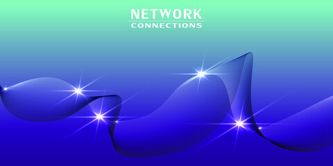 Wall Mural - networks structure, telecommunications concept design - network connections, transparent wavy geomet
