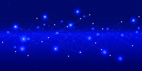 Wall Mural - molecules technology with polygonal shapes on dark blue background. illustration vector design digit