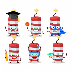 Poster - School student of red firecracker cartoon character with various expressions