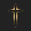 © Oxigen - Flaming cross on black background. Christian symbol. Glowing logo of church, christian organizations. Vector illustration. EPS10.