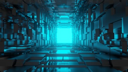 3d rendering futuristic science fiction environment, abstract illuminated empty tunnel