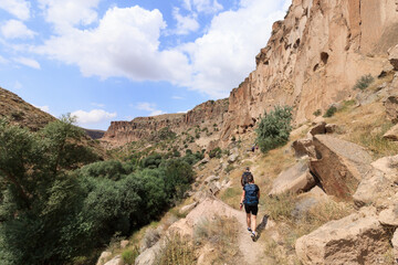 scenic views hiking ihlara valley or gorge in cappadocia turkey