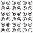 © andrej - Activity Tracking Icons. Black Flat Design In Circle. Vector Illustration.