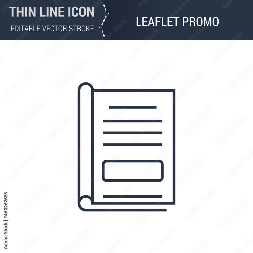 Vector de Stock Symbol of Leaflet Promo Thin Line Icon of Advertising ...