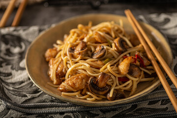 Wall Mural - Chinese noodles with chicken