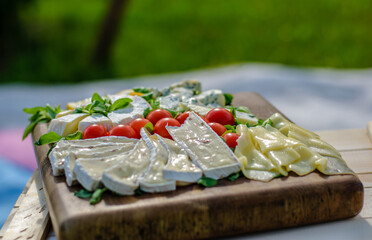 Cheese platter during a banquet outside