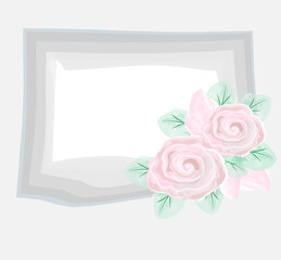 Wall Mural - Gray frame with pink roses. Illustration