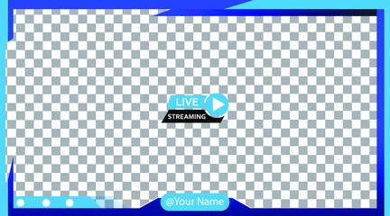 frame template for live video streaming or video editing compatible for use on various platforms with a blue gradient color scheme with 16:9 dimensions