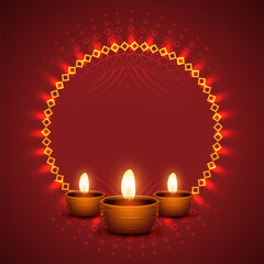 Poster - shiny diwali background with realistic diya design
