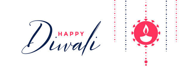 Poster - happy diwali flat decorative card design