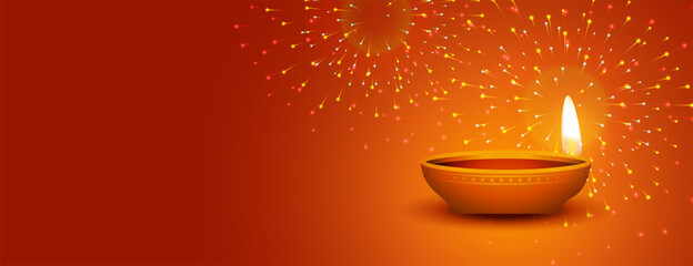 Wall Mural - happy diwali festival of light fireworks banner