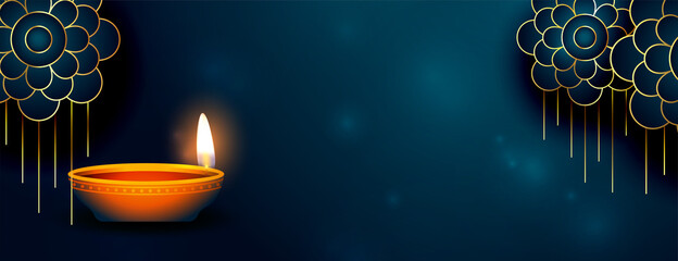 Wall Mural - realistic happy diwali premium card banner design