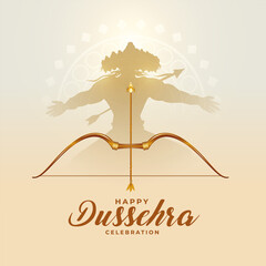 Wall Mural - traditional dussehra festival card with ravan and bow arrow