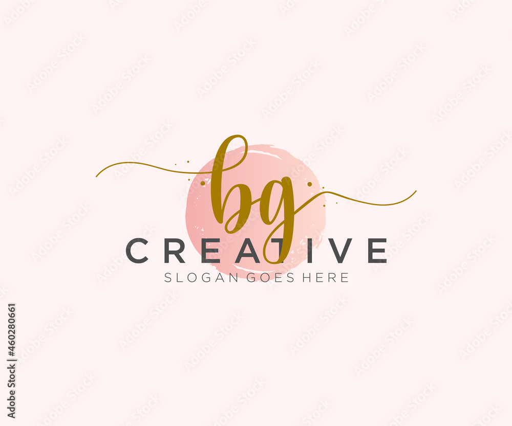 initial BG Feminine logo beauty monogram and elegant logo design ...