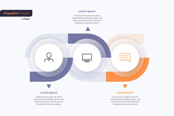 three step business infographic design template. vector illustration
