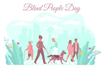 Canvas Print - Blind People Crosswalk Composition