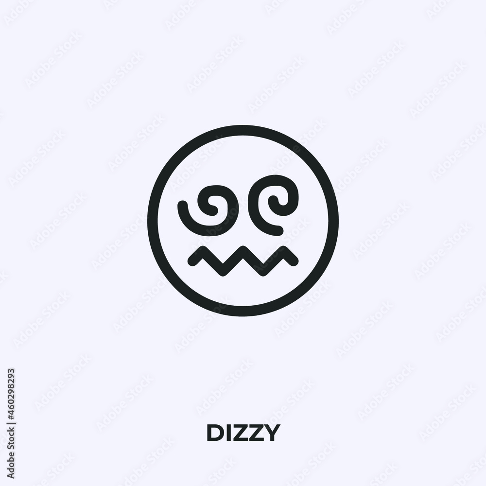 Dizzy Sign Simple dizzy emoji icon vector. Linear style sign for mobile concept and web ...