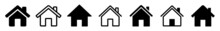 House Icon Set. Set Of Black House, Real Estate Symbols, Vector Illustration