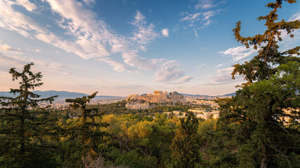 Wall Mural - Overlooking the Acropolis at sunset