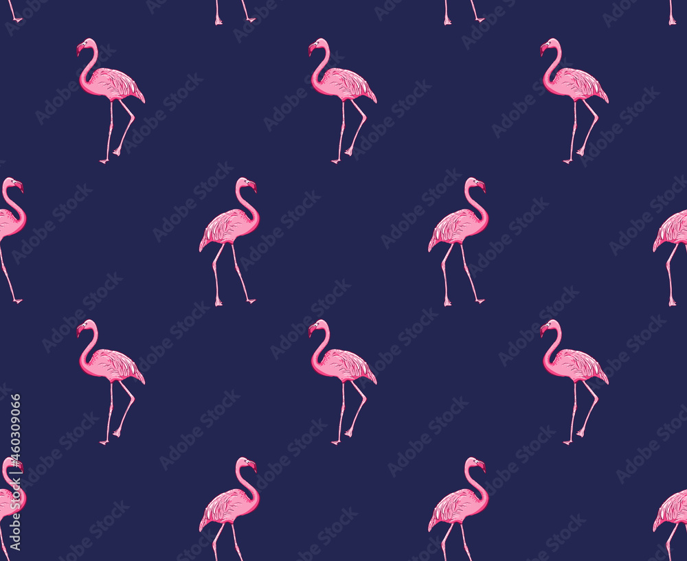 Seamless pattern background with pink flamingo, vector EPS 10 Stock ...