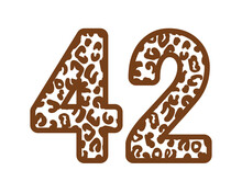 42, Number Forty TwoWith Figures Leopard Print, Panther Skin 