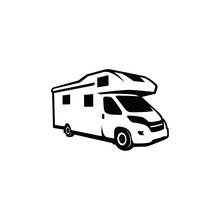 Icon - Vector Illustration Of The Camper Van - Template Design