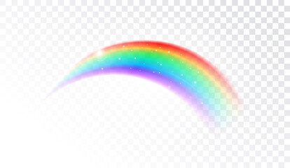 cute shining rainbow on transparent background. nature in sky in summer. template for wallpaper in k