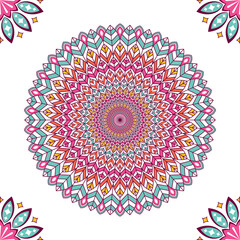 Wall Mural - Colorful mandala with floral shapes