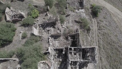 Poster - An HD aerial footage of the ruins of a town in Rocafort, Spain