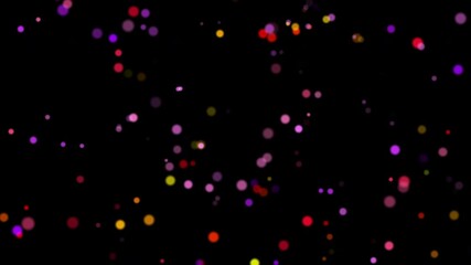 Wall Mural - futuristic flight of snowflakes in neon light rays on a black screen. beautiful background. particle