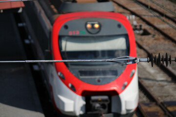 Poster - Selective of a wire on a background of a train