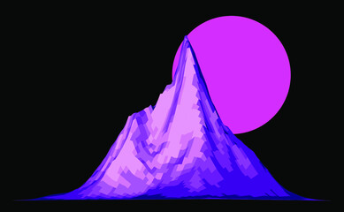 Wall Mural - Sci-fi the 80's style mountain landscape. Retrofuturistic vector illustration.