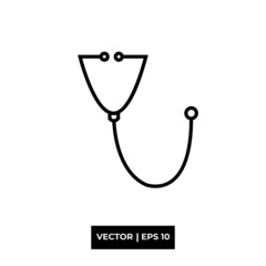 Wall Mural - Line Stetoscope icon vector illustration logo for many purpose. Isolated on white background. – Vector