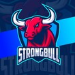 bull head mascot esport logo character with shield for sport and gaming logo concept