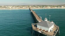 Aerial: Imperial Beach Pier And The Pacific Ocean. San Diego, USA
