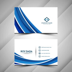 Modern blue color wave style business card design