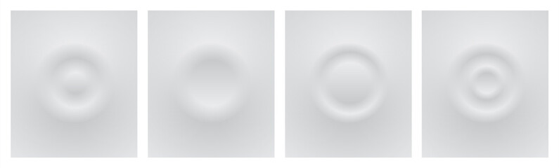 Aufkleber - Buttons for user interface, simple circle 3D modern design for mobile, web, social media, business. Neumorphism flat style vector editable illustration. White gray color minimal style UI icons set.